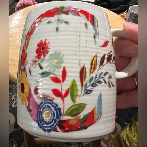 Anthropologie Starla M. Halfmann Monogram Letter Initial “C” Coffee Tea Cup Mug - Picture 8 of 14